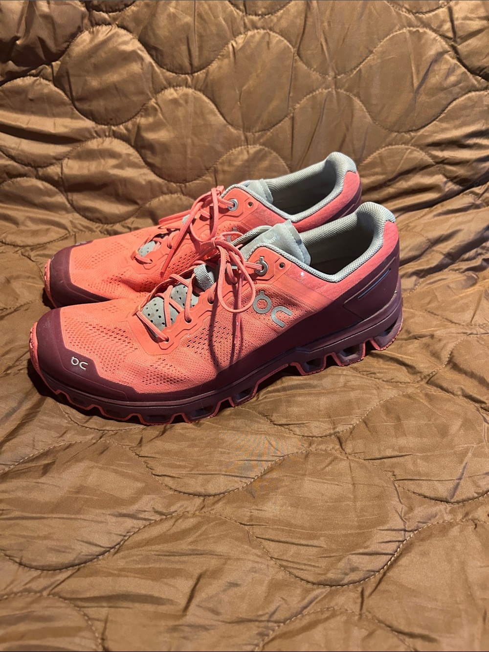 On Running Coral and Plum Men's Running Sneakers